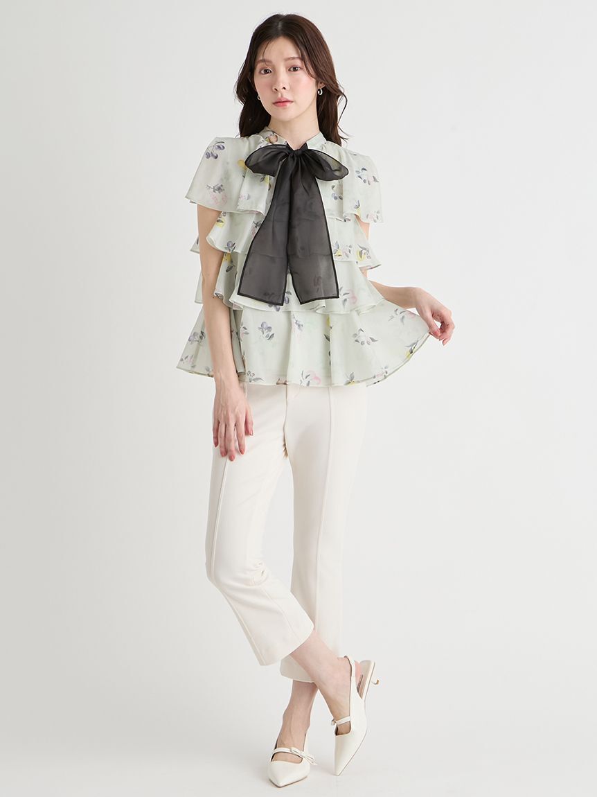 CELFORD「【洗える】ストレッチフレアカプリパンツ」|チノ|