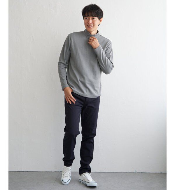 IKKA LOUNGE「ポンチモックネックロンTシャツ」|Tシャツ・カットソー|