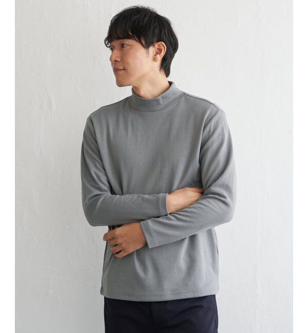 IKKA LOUNGE「ポンチモックネックロンTシャツ」|Tシャツ・カットソー|グレー