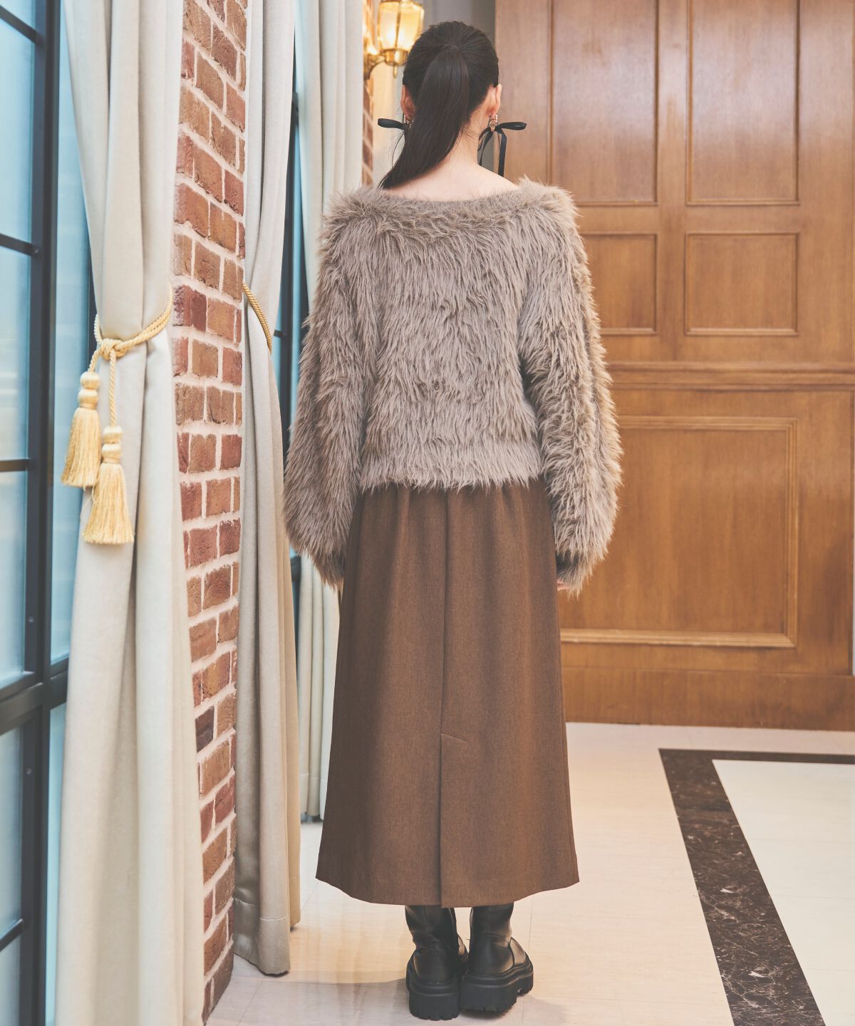 アンドクチュール「センターZIPスカート」|タイト|