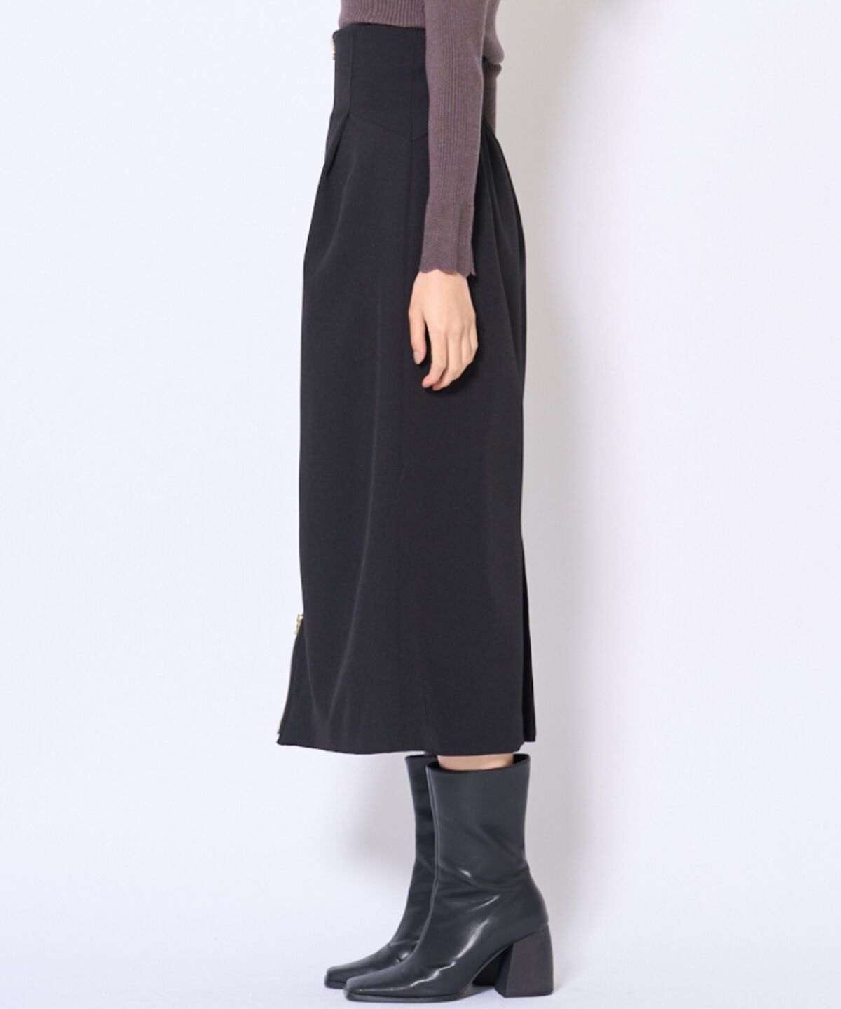 アンドクチュール「センターZIPスカート」|タイト|