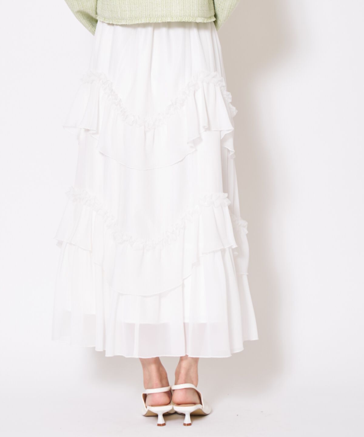 アンドクチュール「ティアードチュールスカート」|フレア|