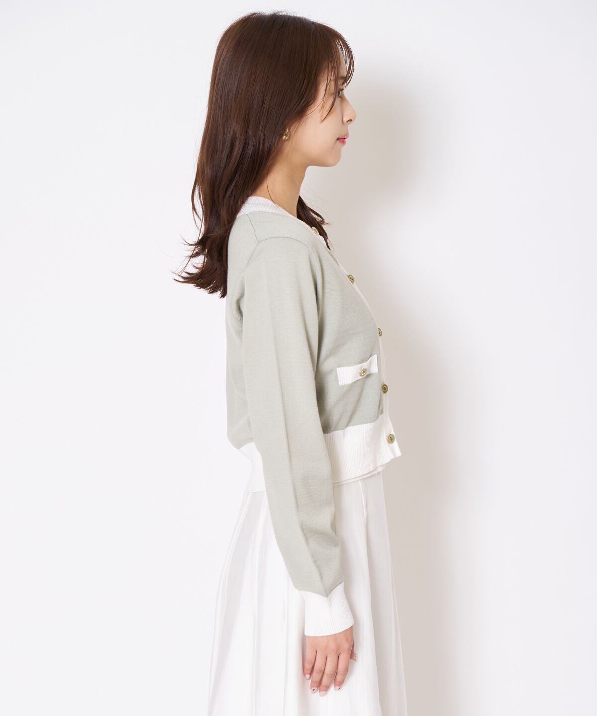 アンドクチュール「バイカラーニットアンサンブル」|カーディガン|