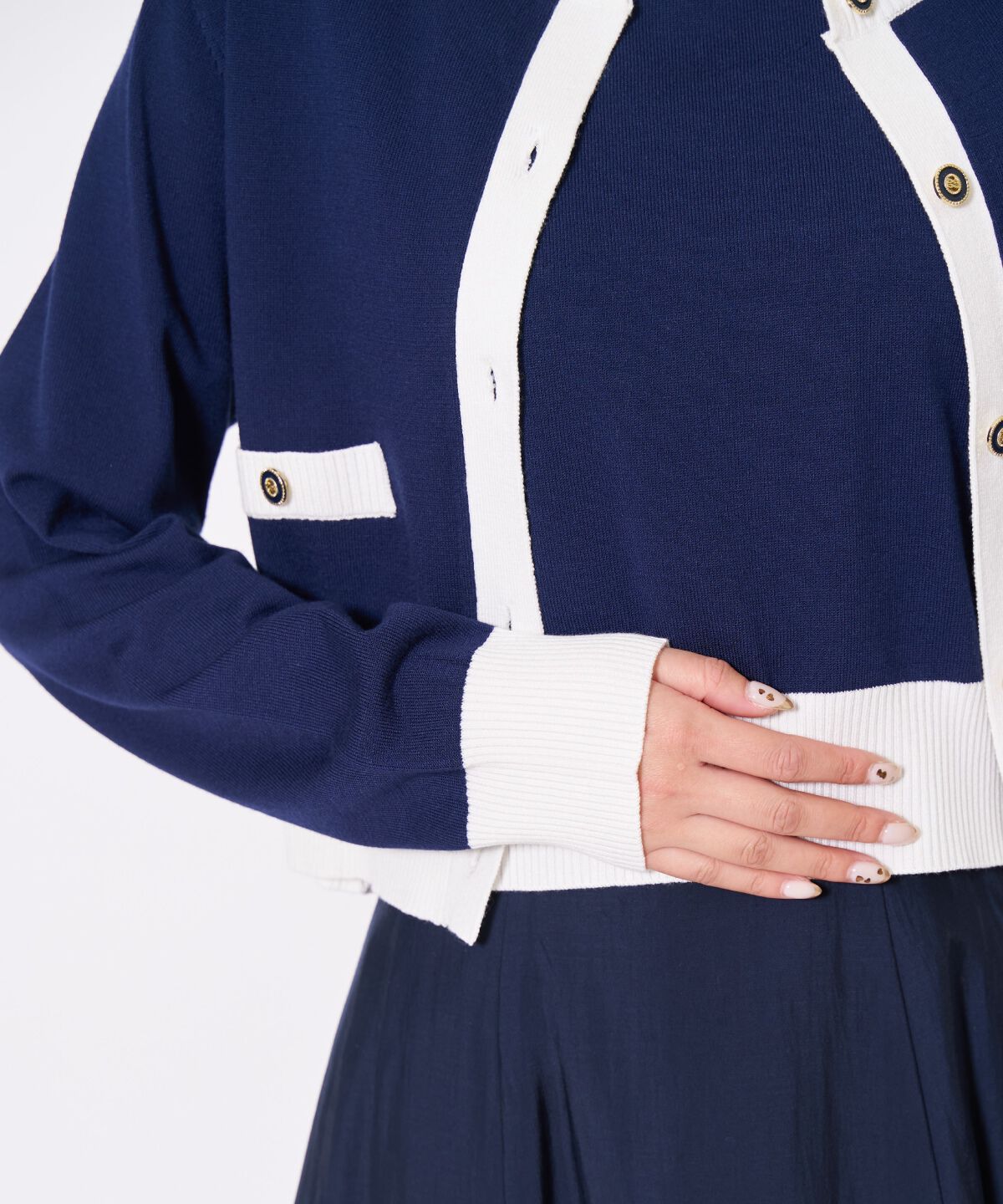 アンドクチュール「バイカラーニットアンサンブル」|カーディガン|