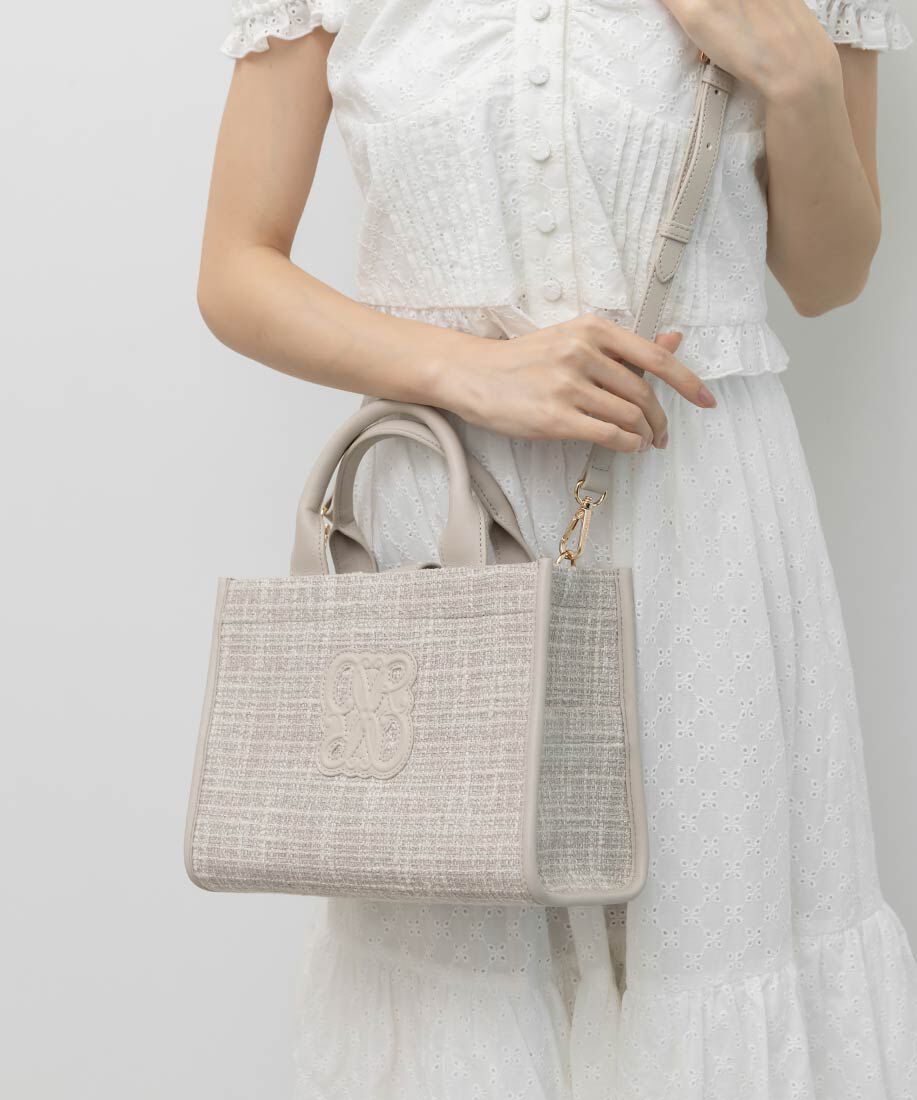  「2WAY  サマーツイードモノグラムデザイントートバッグ」|トートバッグ|