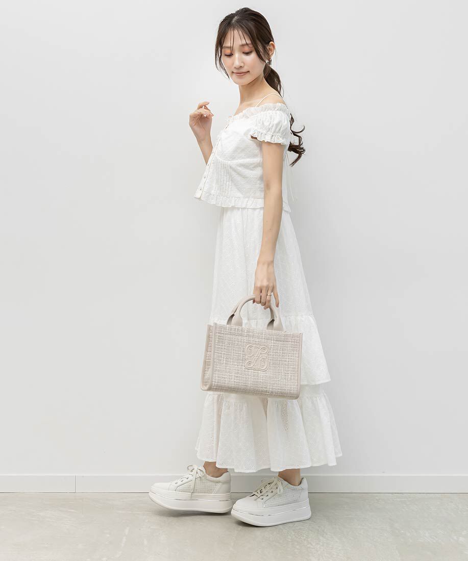  「2WAY  サマーツイードモノグラムデザイントートバッグ」|トートバッグ|