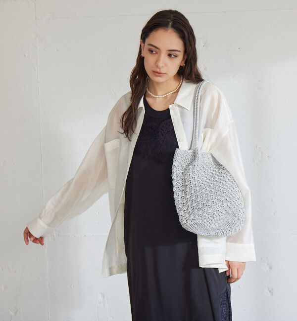 UNITED ARROWS green label relaxing「メタリックヤーンレーシー トートバッグ / ショルダーバッグ」|ショルダー・メッセンジャー|SILVER