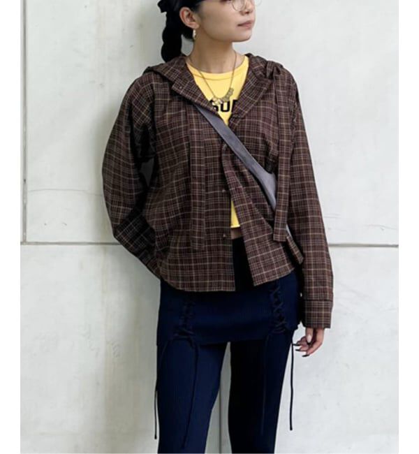 Oriens JOURNAL STANDARD「チェックフーディーシャツ」|シャツ・ブラウス|ブラウン B