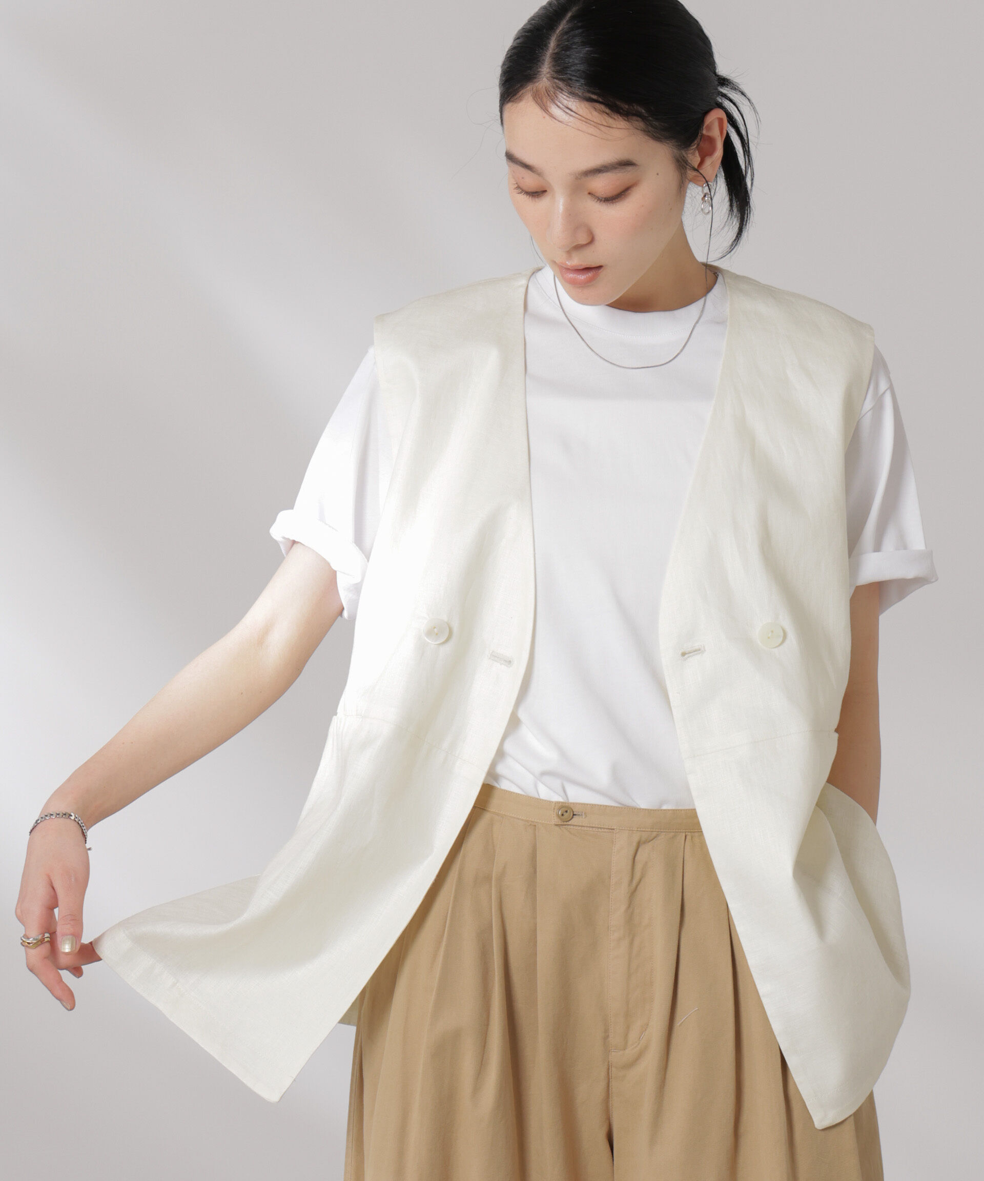 nano･universe「ヨーロピアンフラックス スリットポケットジレ（セットアップ可）」|テーラードジャケット|