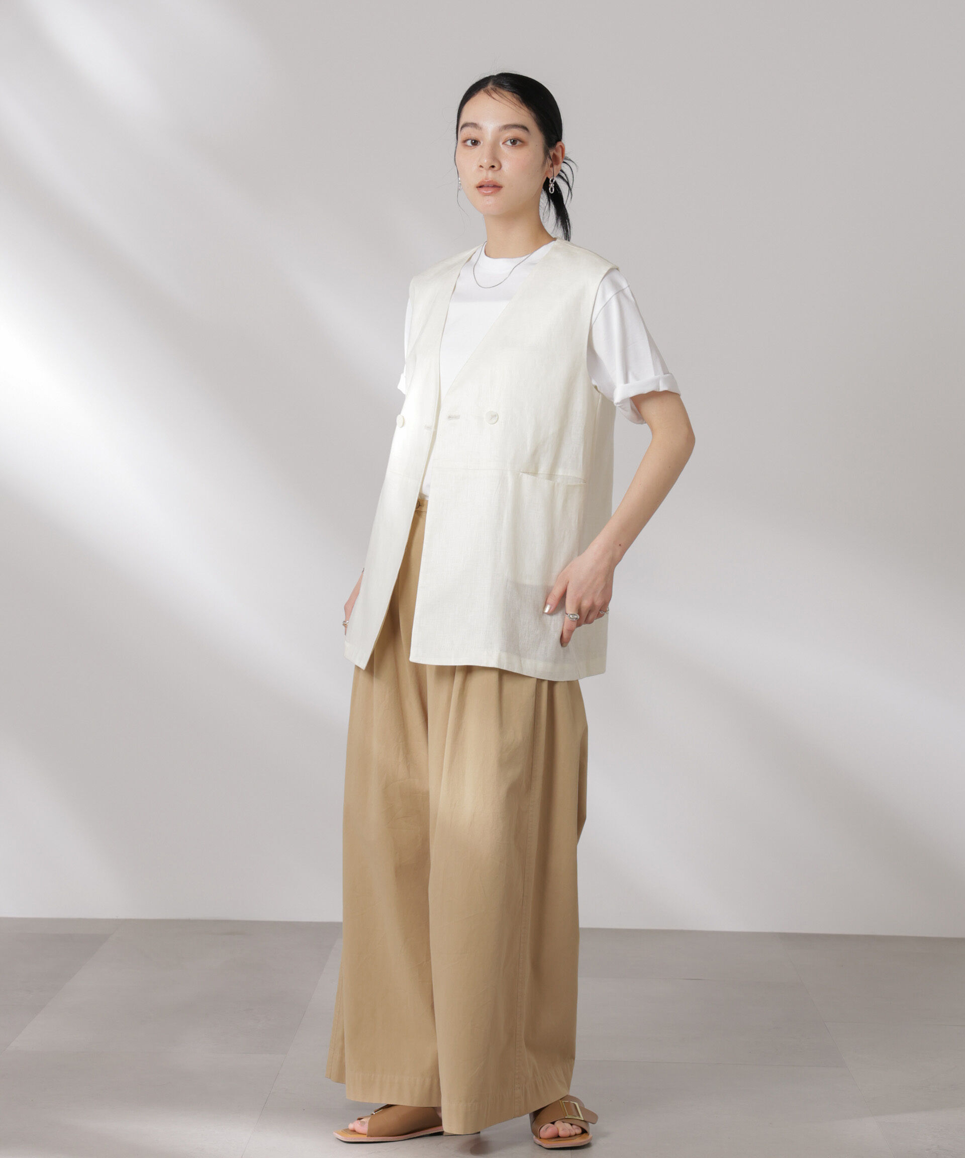 nano･universe「ヨーロピアンフラックス スリットポケットジレ（セットアップ可）」|テーラードジャケット|