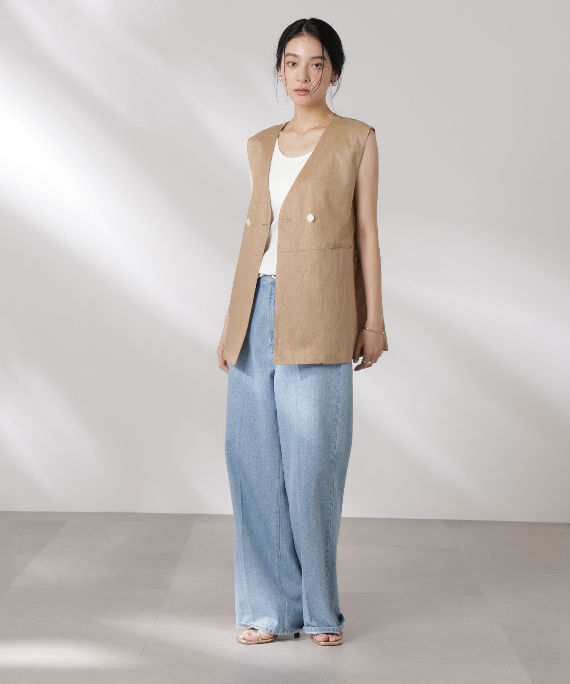 nano･universe「ヨーロピアンフラックス スリットポケットジレ（セットアップ可）」|テーラードジャケット|