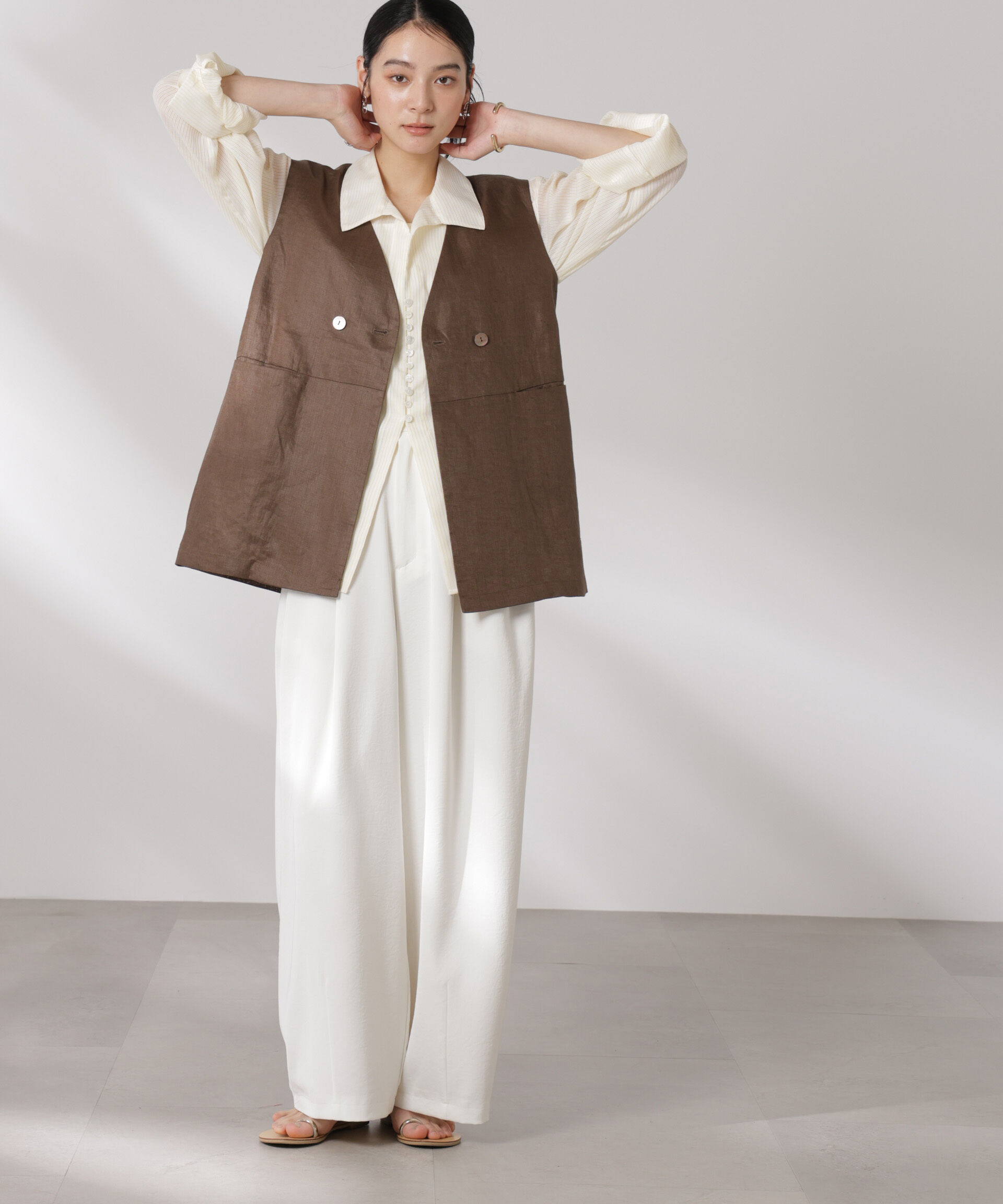 nano･universe「ヨーロピアンフラックス スリットポケットジレ（セットアップ可）」|テーラードジャケット|