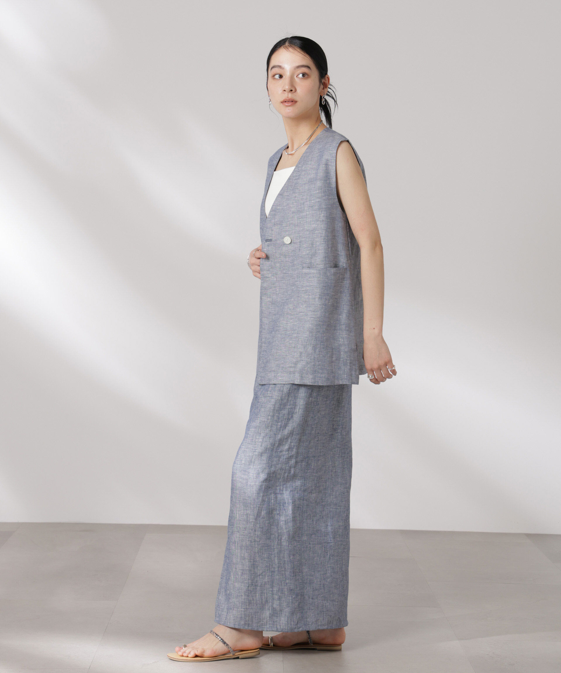 nano･universe「ヨーロピアンフラックス スリットポケットジレ（セットアップ可）」|テーラードジャケット|