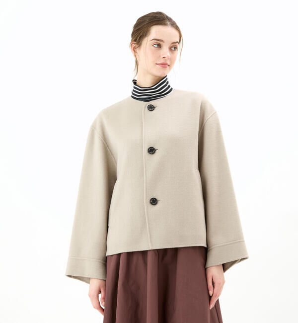 ORCIVAL「ORCIVAL | リバーウール ノーカラーブルゾン WOMEN」|テーラードジャケット|BEIGE