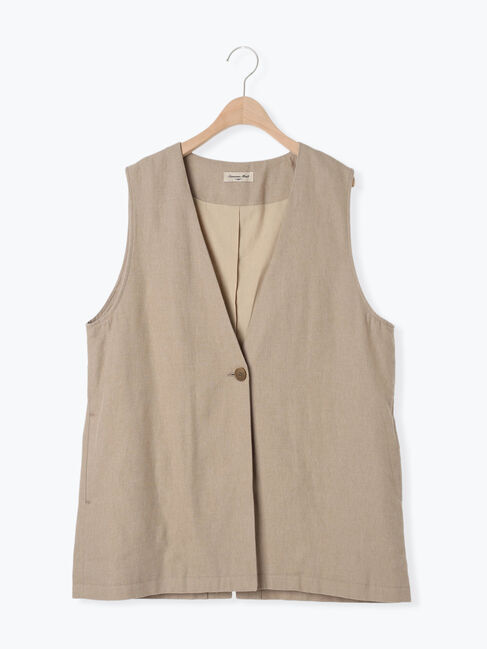 Samansa Mos2「綿麻ミドル丈ベスト」|ダウンベスト・ベスト|