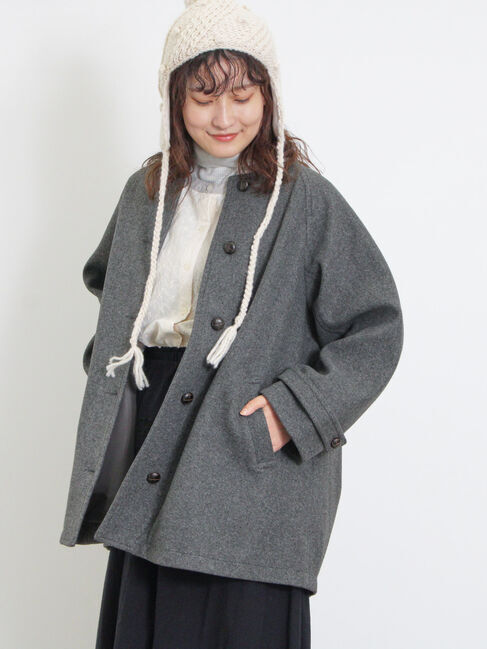 Samansa Mos2「ウーリーライクミドル丈クルーネックコート」|その他|