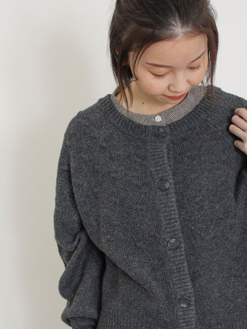Samansa Mos2「◎求心風ぽこぽこ2WAYニット」|カーディガン|チャコールグレー