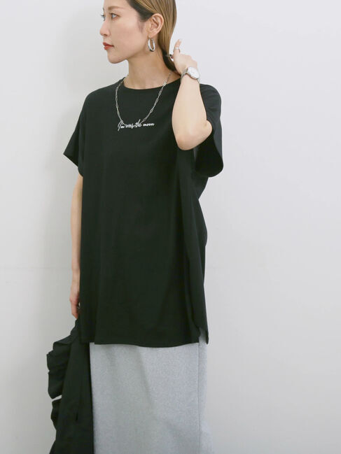 Samansa Mos2 blue「◎【接触冷感】ロゴプリントチュニック」|Tシャツ・カットソー|