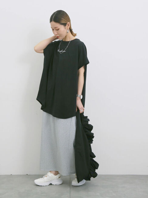 Samansa Mos2 blue「◎【接触冷感】ロゴプリントチュニック」|Tシャツ・カットソー|