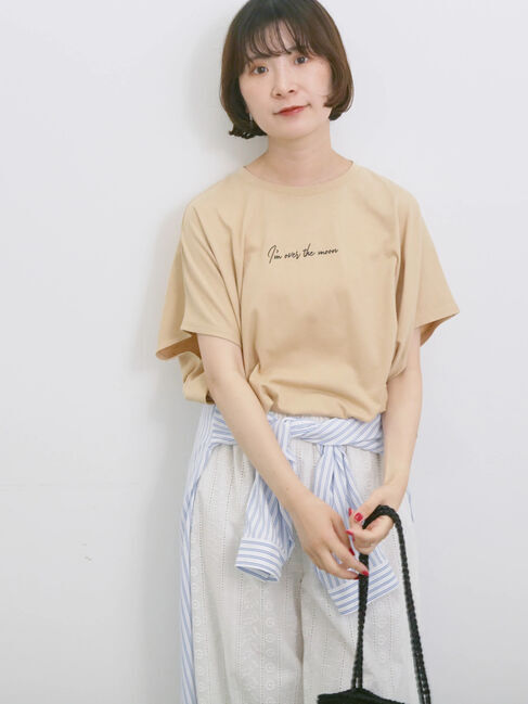 Samansa Mos2 blue「◎【接触冷感】ロゴプリントチュニック」|Tシャツ・カットソー|