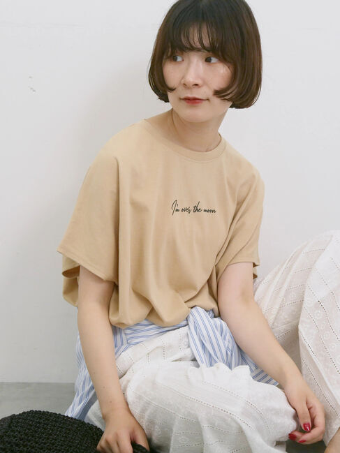 Samansa Mos2 blue「◎【接触冷感】ロゴプリントチュニック」|Tシャツ・カットソー|