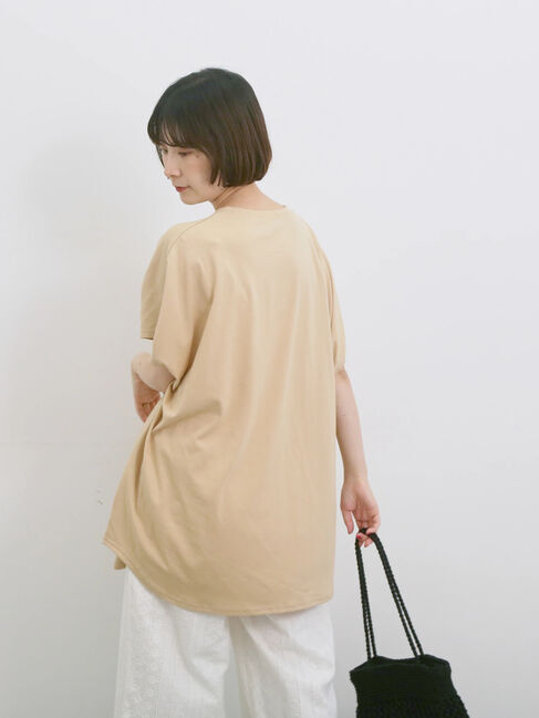 Samansa Mos2 blue「◎【接触冷感】ロゴプリントチュニック」|Tシャツ・カットソー|