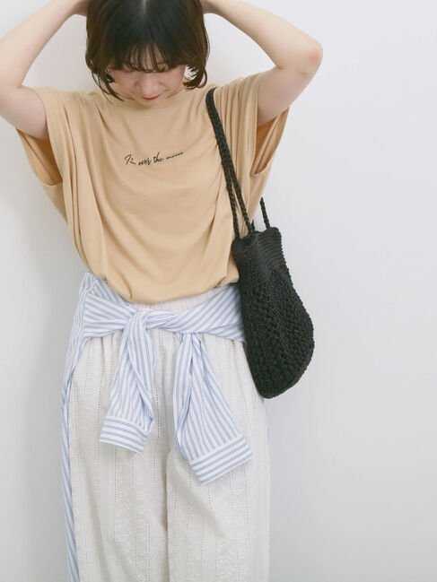 Samansa Mos2 blue「◎【接触冷感】ロゴプリントチュニック」|Tシャツ・カットソー|