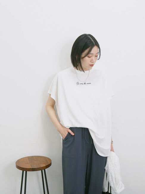 Samansa Mos2 blue「◎【接触冷感】ロゴプリントチュニック」|Tシャツ・カットソー|