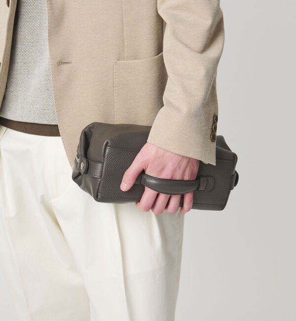 UNITED ARROWS「レザー スクエアクラッチバッグ（ポーチ）」|クラッチバッグ|DK.BROWN