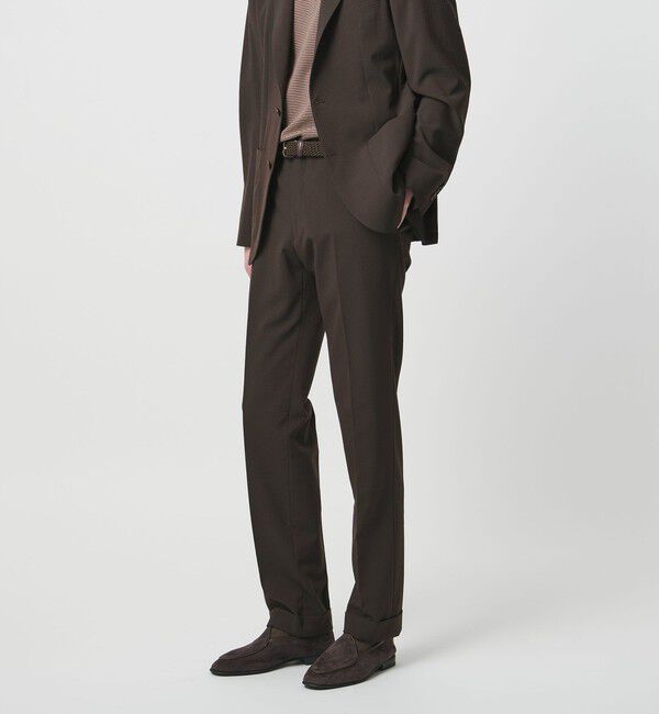 UNITED ARROWS「シアサッカー ノープリーツ スラックス COMFORT EASY‐MODEL ストレッチ」|スラックス|DK.BROWN