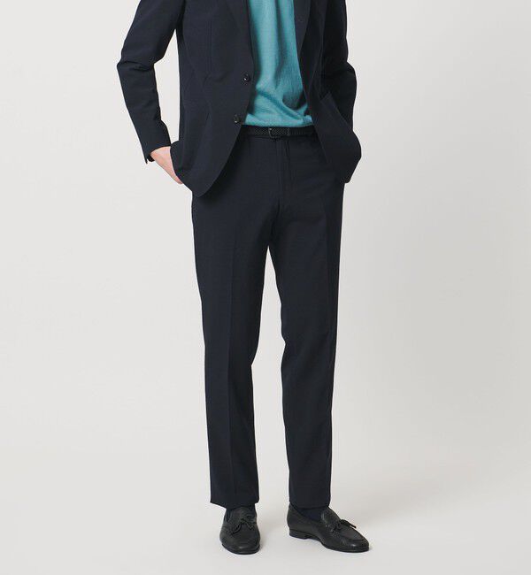 UNITED ARROWS「シアサッカー ノープリーツ スラックス COMFORT EASY‐MODEL ストレッチ」|スラックス|