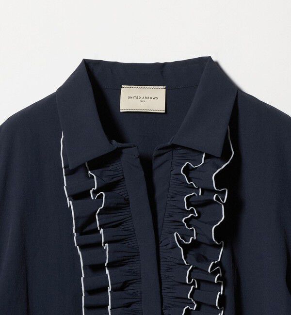 UNITED ARROWS「メロー フリル スキッパー パフ ブラウス ‐防しわ 吸水速乾 UVカット 遮熱性 接触冷感 ウォッシャブル‐」|シャツ・ブラウス|