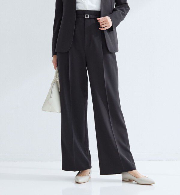 UNITED ARROWS green label relaxing「［size SHORT/TALLあり］パウドレ ワイド パンツ ウォッシャブル ストレッチ」|スラックス|