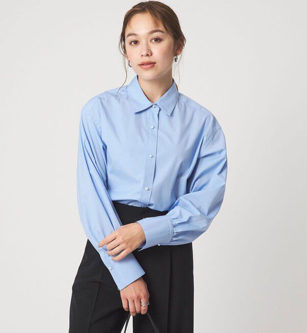 UNITED ARROWS green label relaxing「フェイクパールボタン シャツ」|シャツ・ブラウス|LT.BLUE
