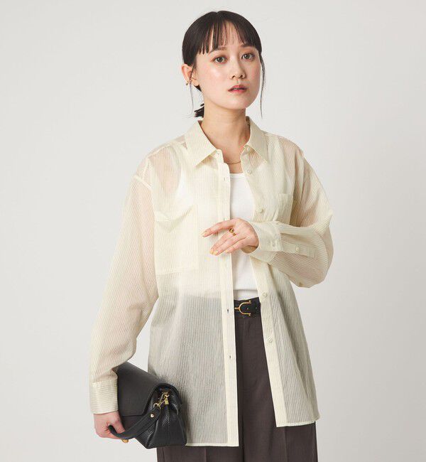 UNITED ARROWS green label relaxing「シアー ストライプ シャツ」|シャツ・ブラウス|