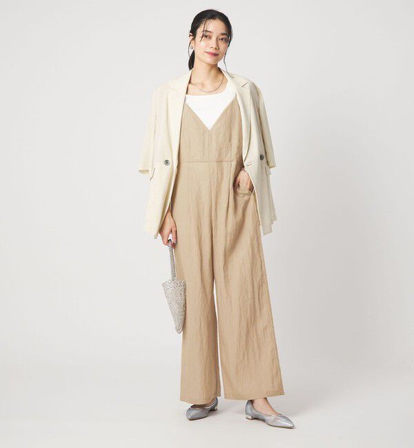 UNITED ARROWS green label relaxing「［size SHORT/TALLあり］フィブリル Vネック オールインワン」|オールインワン|