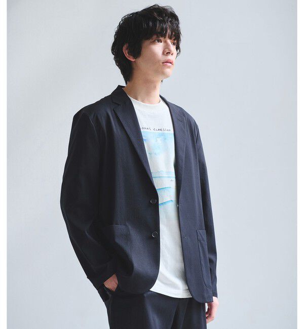 UNITED ARROWS green label relaxing「DICROS ポリエステル ツイル リラックス ジャケット -ストレッチ・撥水-」|テーラードジャケット|NAVY