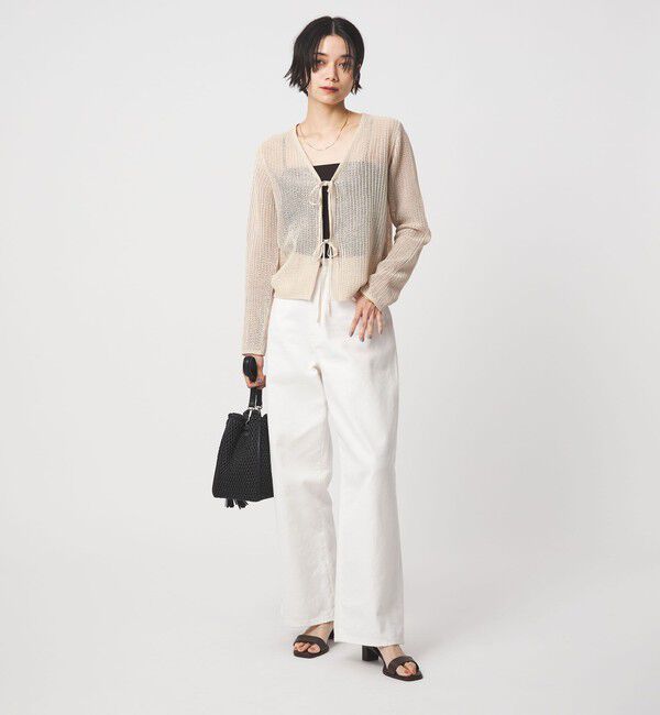 UNITED ARROWS green label relaxing「メッシュ リボン Vネック カーディガン」|カーディガン|