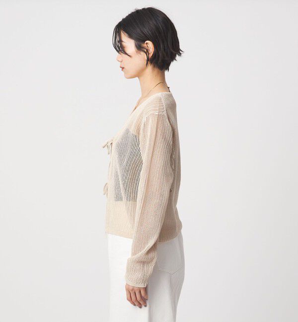 UNITED ARROWS green label relaxing「メッシュ リボン Vネック カーディガン」|カーディガン|