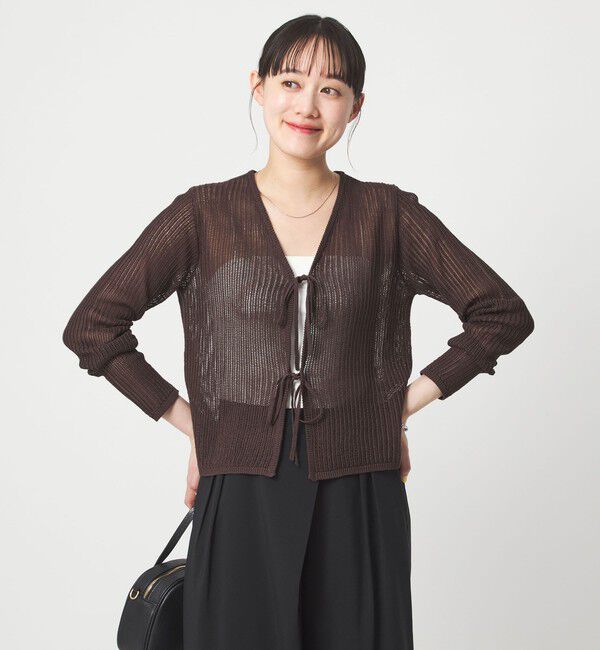 UNITED ARROWS green label relaxing「メッシュ リボン Vネック カーディガン」|カーディガン|