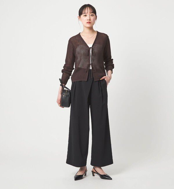 UNITED ARROWS green label relaxing「メッシュ リボン Vネック カーディガン」|カーディガン|