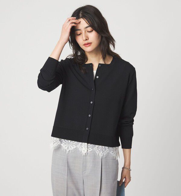UNITED ARROWS green label relaxing「裾レース ドッキング ニット カーディガン」|カーディガン|