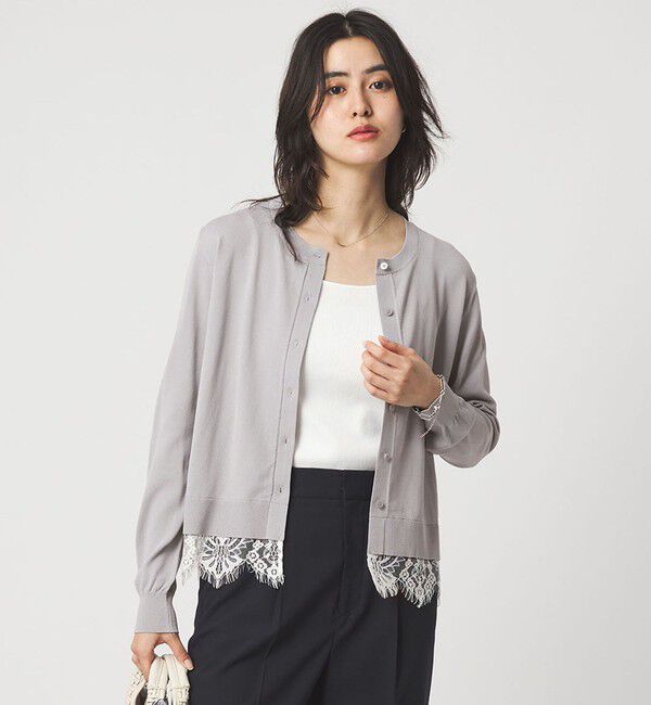 UNITED ARROWS green label relaxing「裾レース ドッキング ニット カーディガン」|カーディガン|