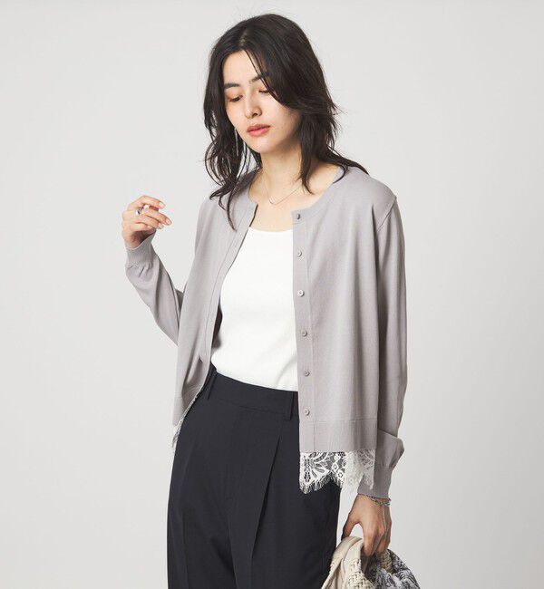 UNITED ARROWS green label relaxing「裾レース ドッキング ニット カーディガン」|カーディガン|