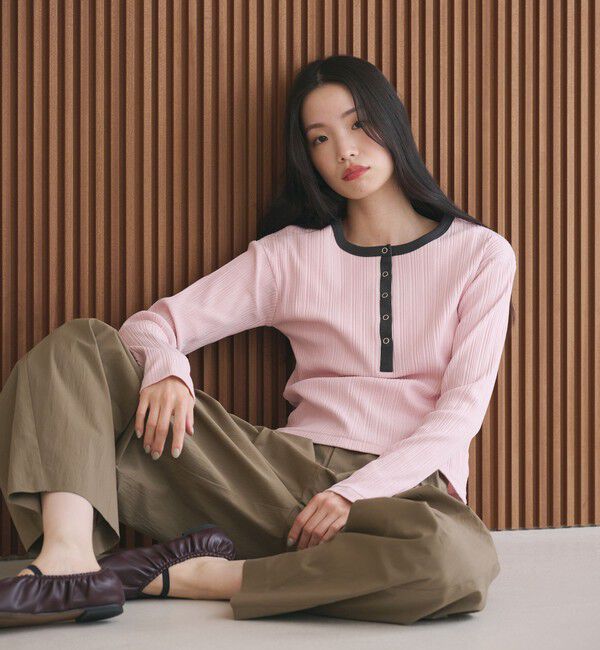 BEAUTY&YOUTH UNITED ARROWS「【WEB限定】ランダムリブ ヘンリーネック スナッププルオーバー」|Tシャツ・カットソー|LT.PINK