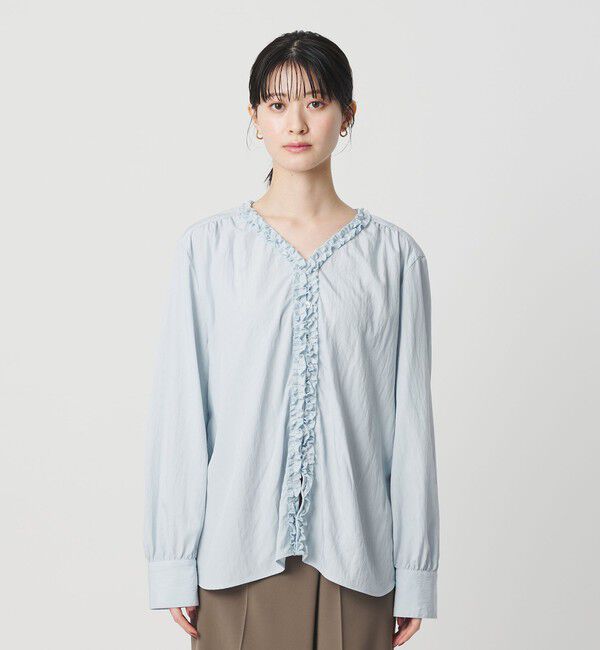BEAUTY&YOUTH UNITED ARROWS「【WEB限定 Wardrobe DAILY MINIMAL】ラッフル Vネックブラウス ウォッシャブル」|シャツ・ブラウス|