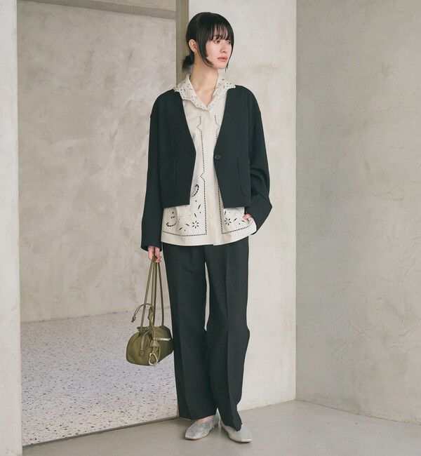 BEAUTY&YOUTH UNITED ARROWS「【WEB限定 Wardrobe DAILY MINIMAL】メランジ タックストレートパンツ ウォッシャブル」|スラックス|