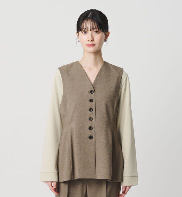 BEAUTY&YOUTH UNITED ARROWS「【WEB限定 Wardrobe DAILY MINIMAL】メランジ ペプラムベスト ウォッシャブル」|ベスト・ジレ|