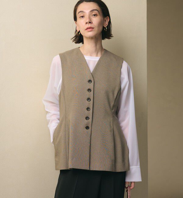 BEAUTY&YOUTH UNITED ARROWS「【WEB限定 Wardrobe DAILY MINIMAL】メランジ ペプラムベスト ウォッシャブル」|ベスト・ジレ|