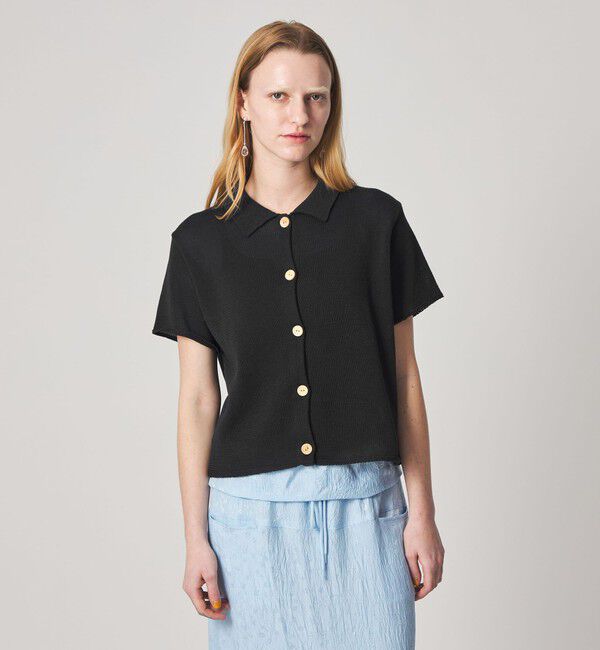 STEVEN ALAN「＜Steven Alan＞コットン ショートスリーブ カーディガン」|カーディガン|BLACK